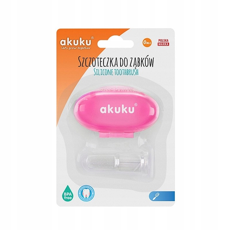 Silicone Toothbrush Massager with Container, pink - Akuku — photo N3