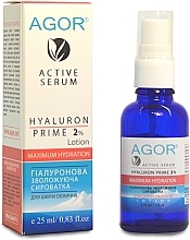 Fragrances, Perfumes, Cosmetics Moisturizing Serum with 2% Hyaluronic Acid - Agor Hyaluron Prime Active Serum