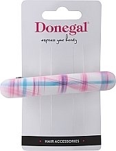 Fragrances, Perfumes, Cosmetics Hair Clip, FA-5684, white with pink-blue stripes - Donegal