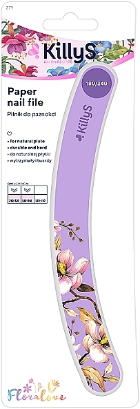 Curved Nail File, 180/240, purple - KillyS Flora Love Pink — photo N1