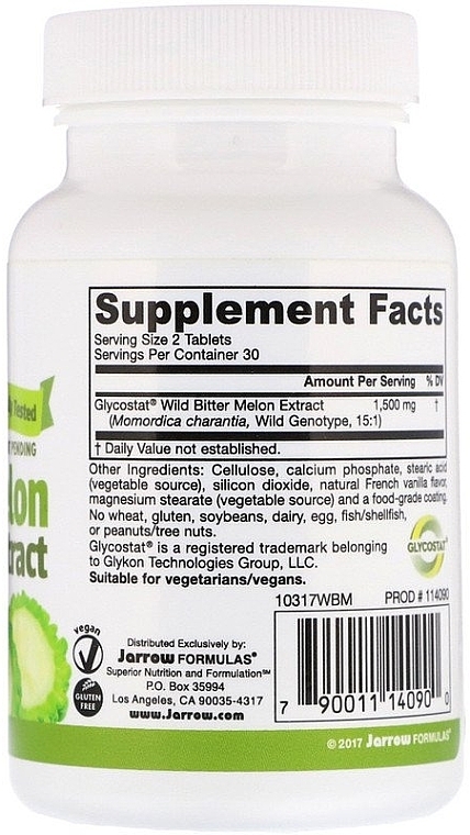 Dietary Supplement "Wild Bitter Melon Extract" - Jarrow Formulas Wild Bitter Melon Extract, 1500 mg — photo N2