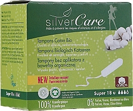 Fragrances, Perfumes, Cosmetics Organic Cotton Tampons "Super", 18 pcs - Masmi Silver Care