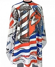 Fragrances, Perfumes, Cosmetics Hairdressing Cape, White, Blue & Red Stripes - Detreu Barber Peleryna Detreu Pole