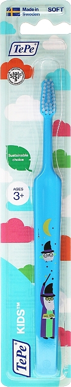 Kids Toothbrush, soft, from 3 years old, blue - TePe Kids Extra Soft — photo N1