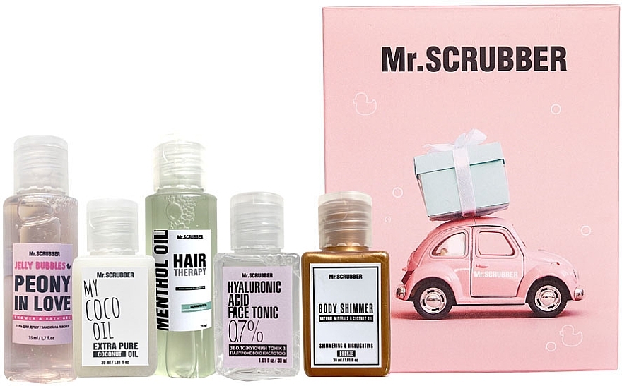 Set - Mr.Scrubber Travel Box (oil/30ml + shm/35ml + sh/gel/35ml + b/shimmer/30ml + tonic/30ml) — photo N1