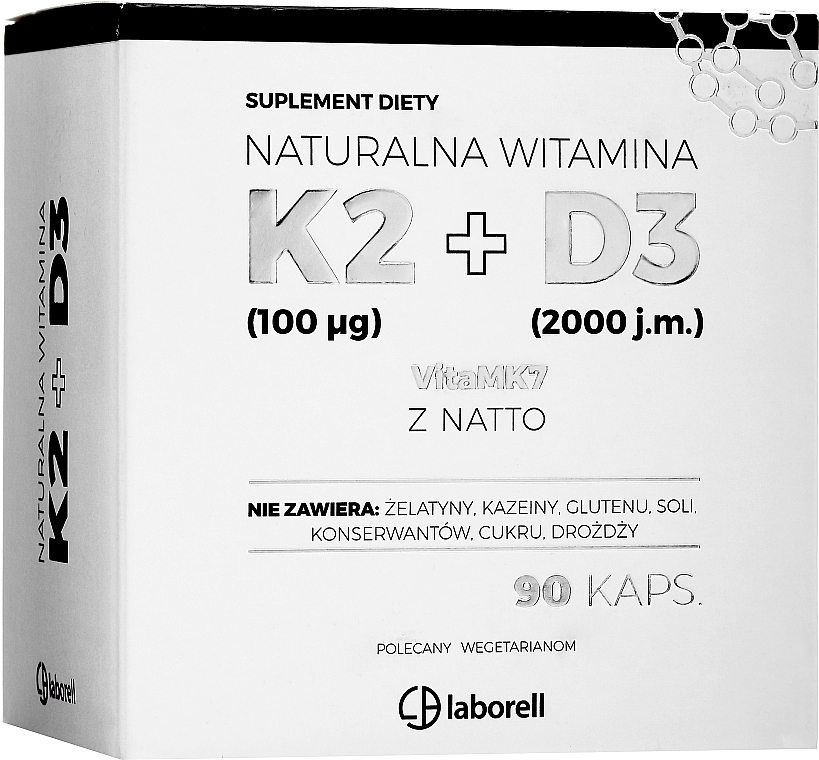 Vitamin K2 100 mg + D3 2000 j.m. Dietary Supplement, capsules - Laborell — photo N1