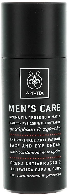 Anti-Wrinkle & Anti-Fatigue Face & Eye Cream with Cardamom & Propolis - Apivita Men Men's Care Anti-Wrinkle Anti-Fatigue Face And Eye Cream With Cardamom & Propolis  — photo N1