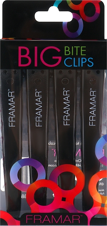 Hair Clip, black - Framar Big Bite Clips — photo N3