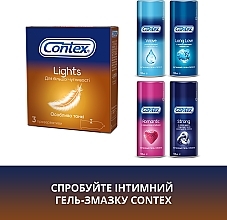 Ultra Thin Latex Condoms with Silicone Lubricant, 3 pcs - Contex Lights — photo N6