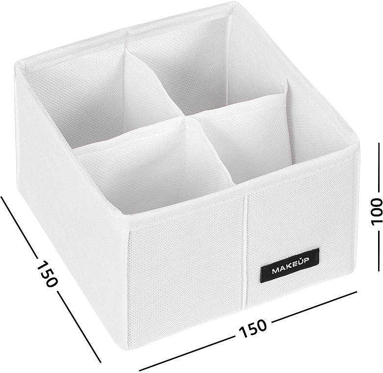 Storage Organiser with 4 Compartments 'Home', white 15x15x10 cm - MAKEUP Drawer Underwear Organizer White — photo N2