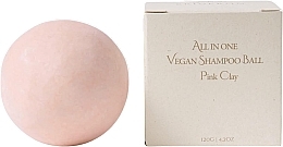 Fragrances, Perfumes, Cosmetics Pink Clay Solid Shampoo, in cardboard packaging - Erigeron All in One Vegan Shampoo Ball Pink Clay