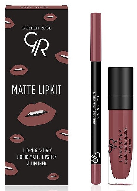 Lip Set - Golden Rose Matte LipKit Rose Taupe (lipstick/5.5 ml + lipliner/1.6g) — photo N1