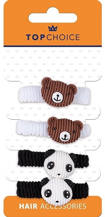 Hair Ties, 25778, 4 pcs, teddy bear & panda - Top Choice — photo N1