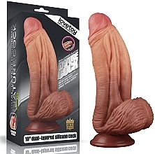 Fragrances, Perfumes, Cosmetics Dildo - LoveToy Dual Layered Platinum Silicone Cock 10" Brown