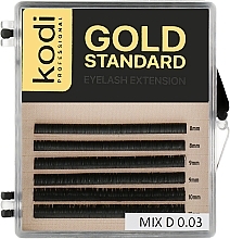 Gold Standard D 0.03 False Eyelashes (6 rows: 8-2/ 9-2/10-2) - Kodi Professional — photo N1
