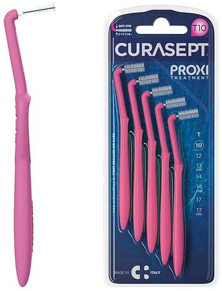 Interdental Brush, 1.0 mm, Fuchsia, Pack of 5 - Curaprox Curasept Proxi Treatment Angle T10 Fuxia — photo N1