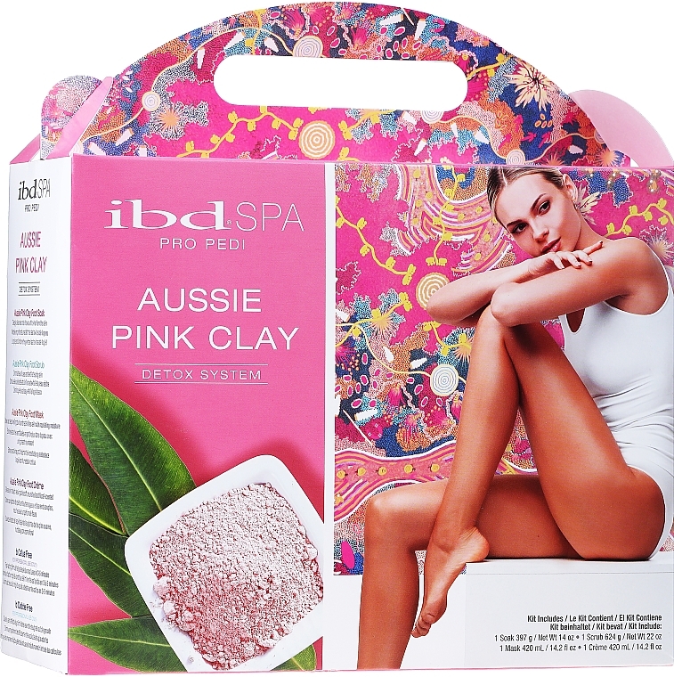 Hand & Foot Set with Pink Clay - IBD Aussie Pink Clay Detox Intro Kit (soak/397g + scr/624g + mask/420ml + cr/420ml + cuticle/free/59ml + callus/free/118ml) — photo N1