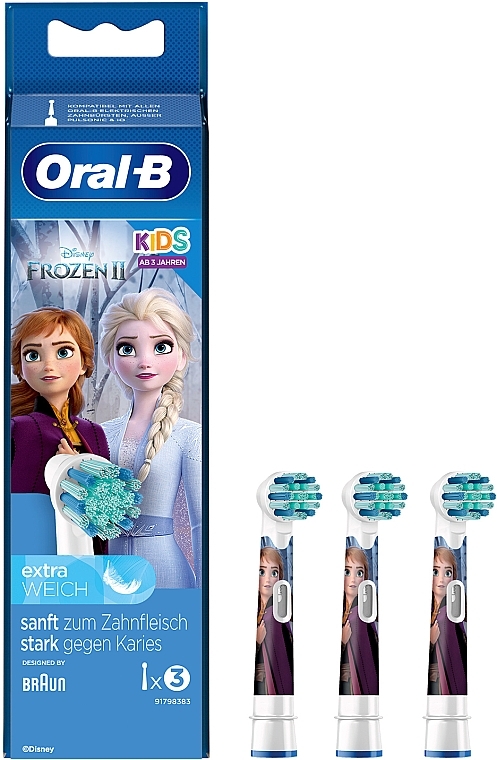 Electric Toothbrush Heads, 3 pcs. - Oral-B Kids Frozen II — photo N1