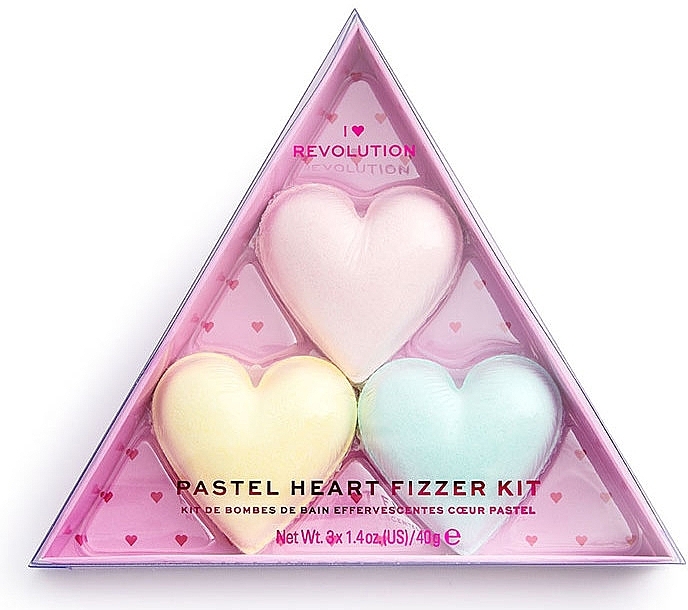 Set - I Heart Revolution Pastel Heart Fizzer Kit (bath/fiz/40gx3) — photo N1