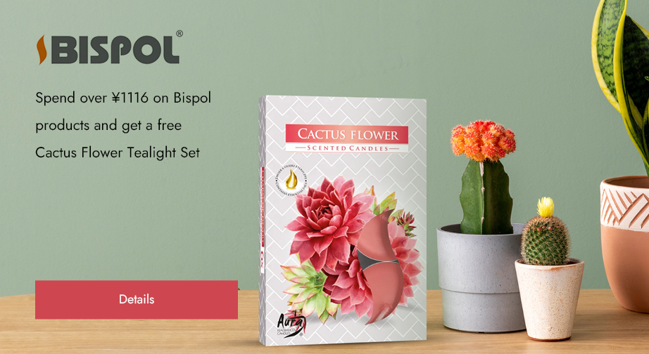 Spend over ¥1116 on Bispol products and get a free Cactus Flower Tealight Set