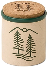 Scented Candle in Jar, beige and green - Paddywax Cypress & Fir Dark Green Dune with Tree Artwork — photo N1