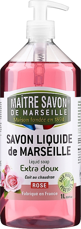 Liquid Marseille Soap "Rose" - Maitre Savon De Marseille Savon Liquide De Marseille Rose Liquid Soap — photo N3
