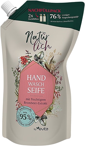 Liquid Hand Soap with Wild Berry Scent - Evita Naturlich Liquid Soap Forest Berry (doypack) — photo N1