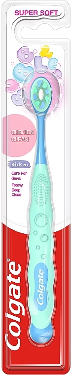 Kids Toothbrush, 5+ years, green - Colgate Cushion Clean Kids 5+ Super Soft — photo N1
