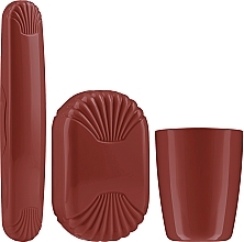 Fragrances, Perfumes, Cosmetics Sanel Comfort II (cup1/pcs + toothbr/case/1pcs + soap/case/1pcs) - Travel Set, maroon