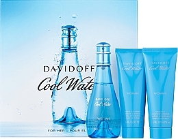 Fragrances, Perfumes, Cosmetics Davidoff Cool Water Woman - Set (edt/100ml + b/lot/75ml + sh/gel/75ml)