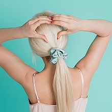 Silk Scrunchie, amazonite - Crystallove Silk Hair Band Amazonite — photo N3