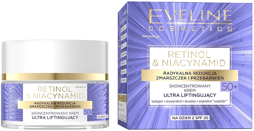 Concentrated Ultra-Lifting Day Cream 50+ - Eveline Cosmetics Retinol & Niacynamid — photo N2