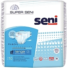 Adult Diapers, 100-150 cm, 10 pcs - Super Art Large 3 Fit & Dry — photo N1