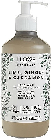 Moisturizing Liquid Hand Soap "Lime, Ginger & Cardamom" - I Love Naturals Lime, Ginger & Cardamon Hand Wash — photo N1