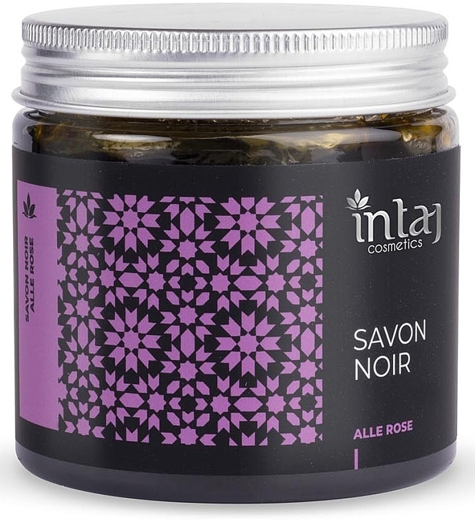 Rose Black Soap - Intaj Cosmetics Savon Noir With Alle Rose — photo N1