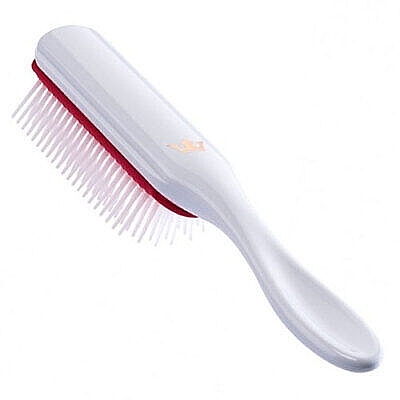 Hair Brush D3, white with gold crown - Denman Original Styler 7 Row D3 White With Gold Crown — photo N4