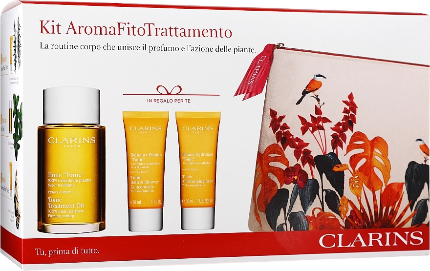 Set - Clarins Tonic Body Treatment Set (b/oil/100ml + conc/30ml + b/balm/30ml + acc) — photo N1