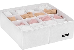 Storage Organiser with 16 Compartments 'Home', white 30x30x10 cm - MAKEUP Drawer Underwear Organizer White — photo N1