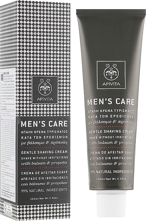 Delicate Shaving Cream with St. John's Wort and Propolis - Apivita Men Men's Care Gentle Shaving Cream With Hypericum & Propolis — photo N1