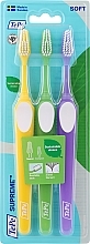 Fragrances, Perfumes, Cosmetics Toothbrush Set, Green + Yellow + Purple - Tepe Supreme Soft