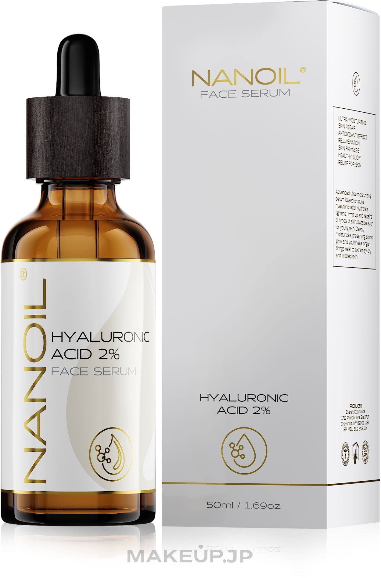 Moisturizing Hyaluronic Acid Facial Serum for All Skin Types - Nanoil Face Serum Hyaluronic Acid 2% — photo 50 ml