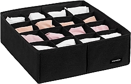 Fragrances, Perfumes, Cosmetics Storage Organiser with 16 Compartments 'Home', black 30x30x10 cm - MAKEUP Drawer Underwear Organizer Black