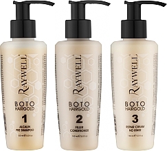 Set - Raywell Kit Botox Hair Gold Kit (shm/150 ml + cond/150 ml + cr/150 ml) — photo N1