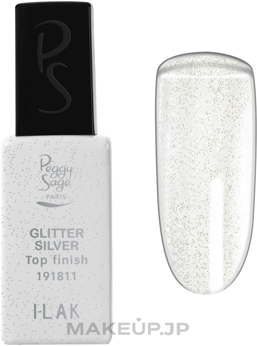 Nail Top Coat - Peggy Sage Top Finish Glitter Silver I-Lak — photo 11 ml