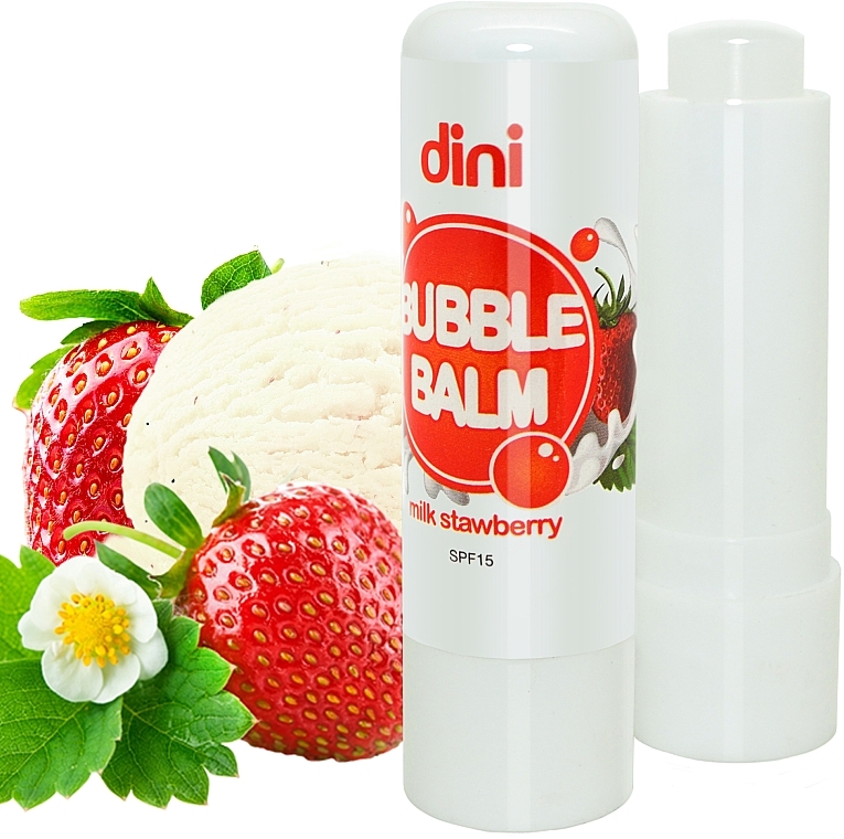 Strawberry Lip Balm - Dini Bubble Balm Milk Strawberry SPF 15 — photo N1