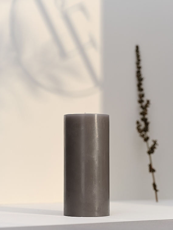 Cylinder Candle, diameter 7 cm, height 15 cm - Bougies La Francaise Cylindre Candle Grey — photo N1