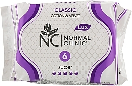 Fragrances, Perfumes, Cosmetics Sanitary Pads 'Classic Cotton & Velvet Super', 6 pcs. - Normal Clinic