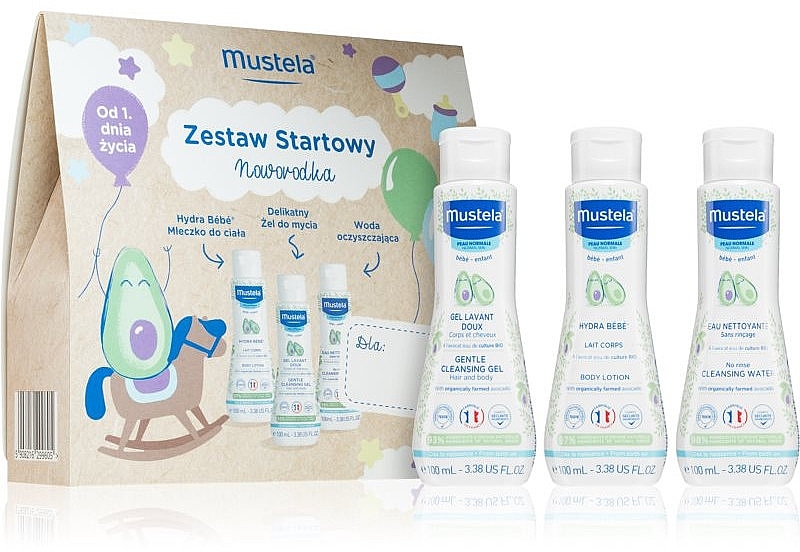 Set - Mustela Starting Set (cleansing/gel/100ml + b/lot/100ml + cleansing/water/100ml) — photo N1