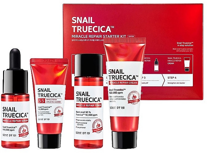 Set - Some By Mi Snail Truecica Miracle Repair Starter Kit (gel/30ml + toner/30ml + ser/10ml + cr/20ml) — photo N1