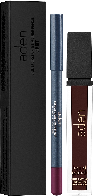 Set - Aden Cosmetics (lipstick/7ml + pencil/1.14g) — photo N2